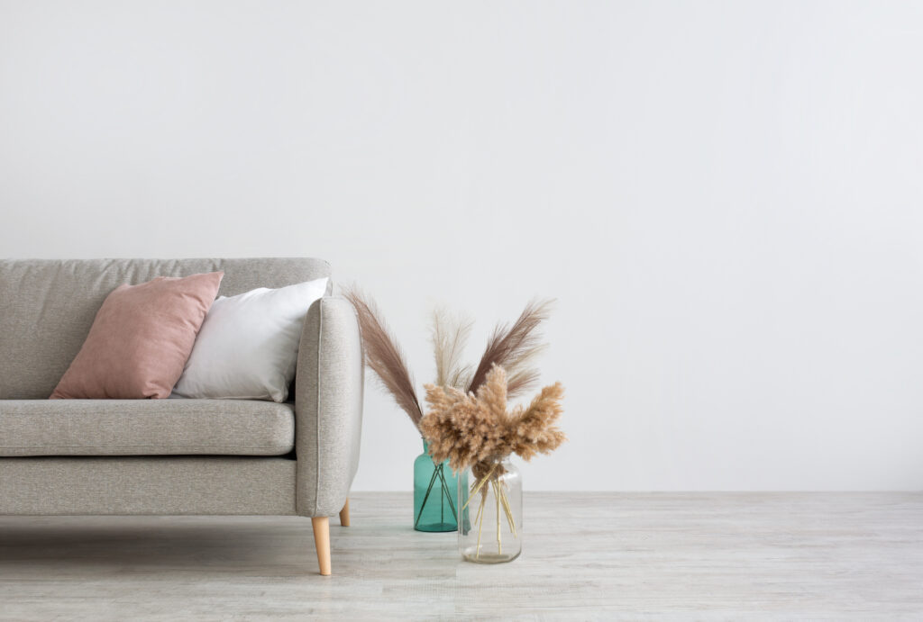boho and minimal in interior, scandinavian design and light room at home